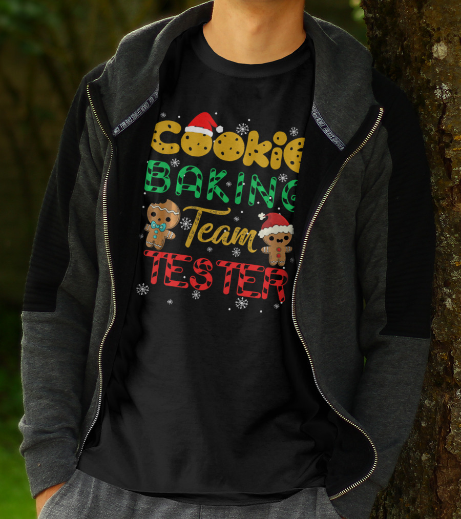 Cookie Baking Team Tester Gingerbread Santa Hats Winter Snowflakes T-Shirt