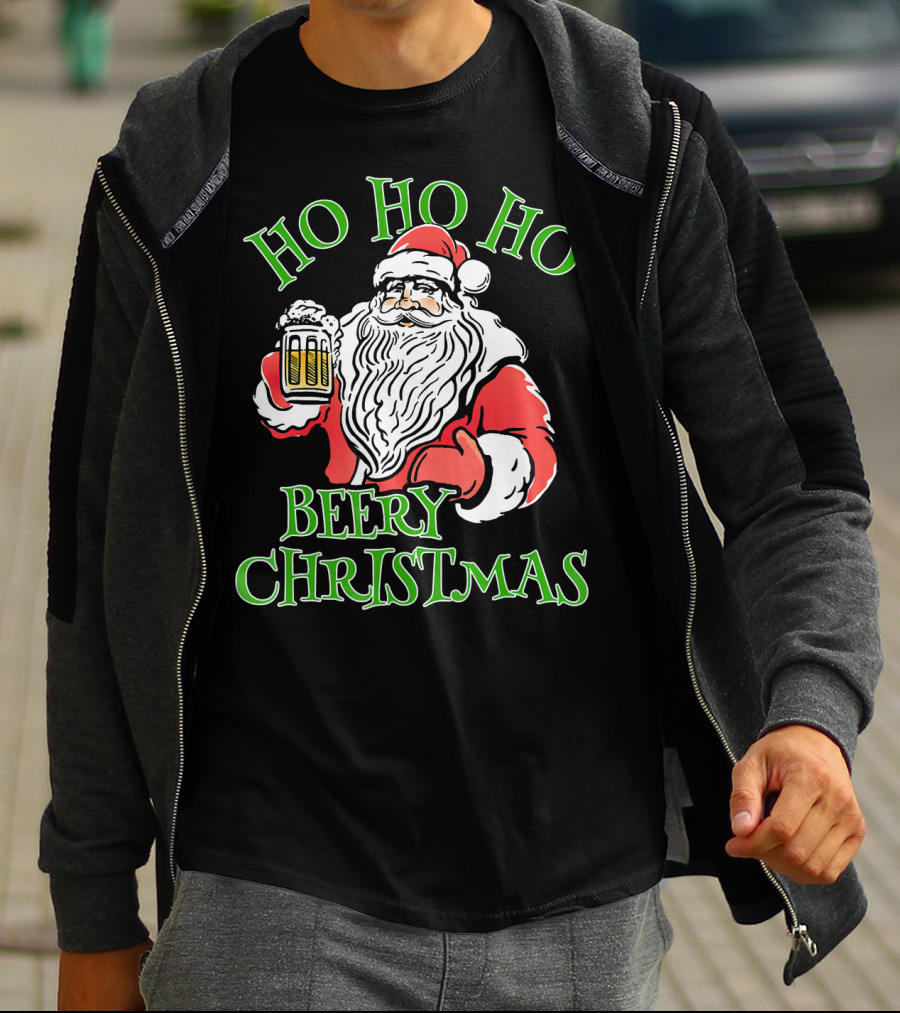 Ho Ho Ho Beery Christmas Santa With Beer T-Shirt