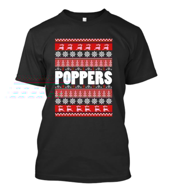 POPPERS Reindeer Christmas Snowflakes Trees Grandpa T-Shirt