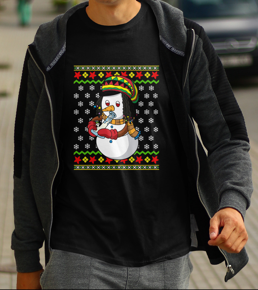 Marijuana Snowman Cannabis Ugly Sweater Rasta T-Shirt