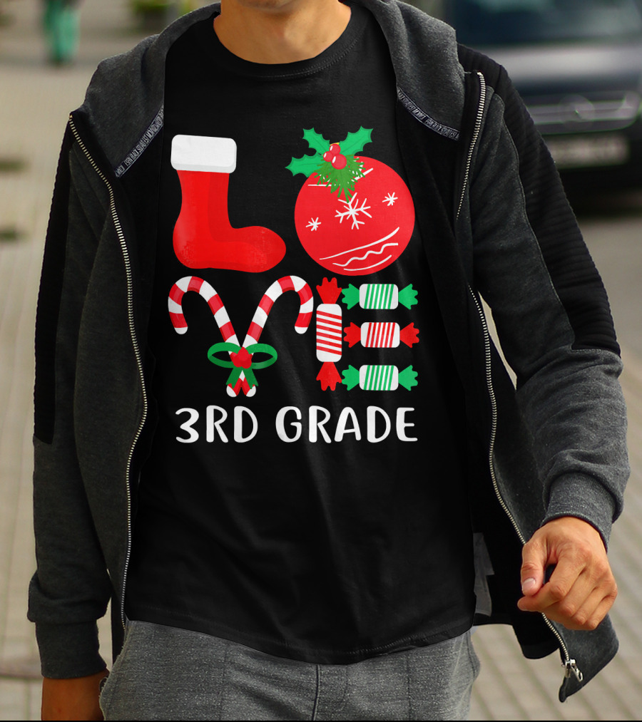 Candy Cane Christmas 3rd Grade Holiday T-Shirt