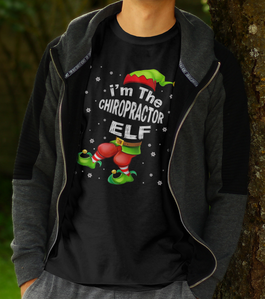 I'm The Chiropractor Elf Christmas Snowflakes Hat Boots T-Shirt