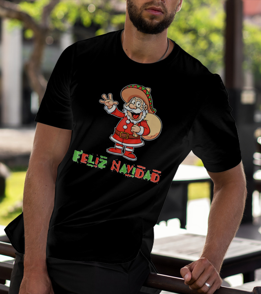 Feliz Navidad Mexican Santa Mexi Sombrero T-Shirt