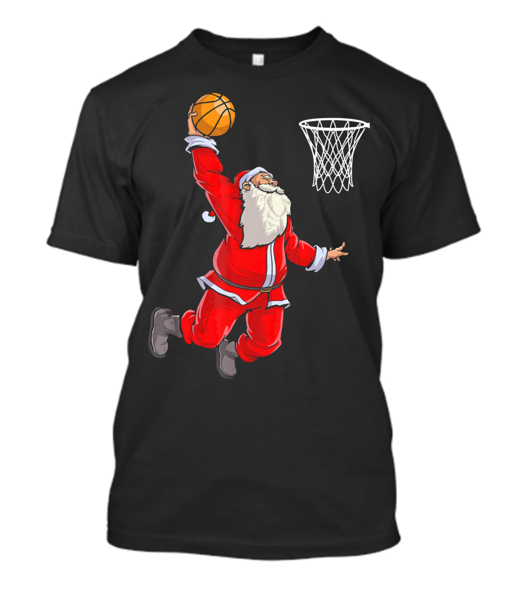 Santa Slam Dunk With Basketball T-Shirt
