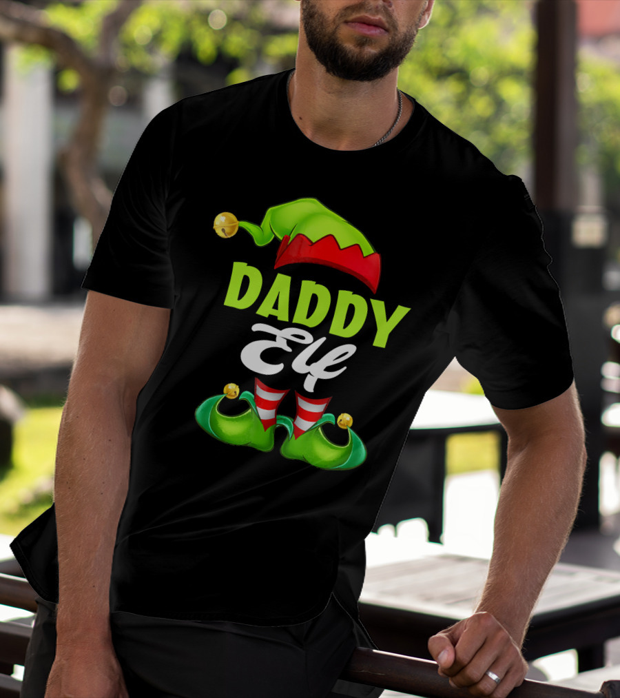 Daddy Elf Christmas Hat And Shoes T-Shirt