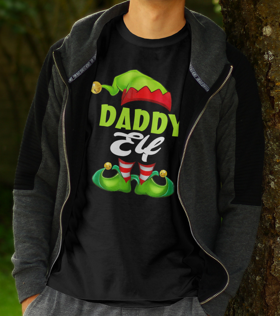 Daddy Elf Christmas Hat And Shoes T-Shirt