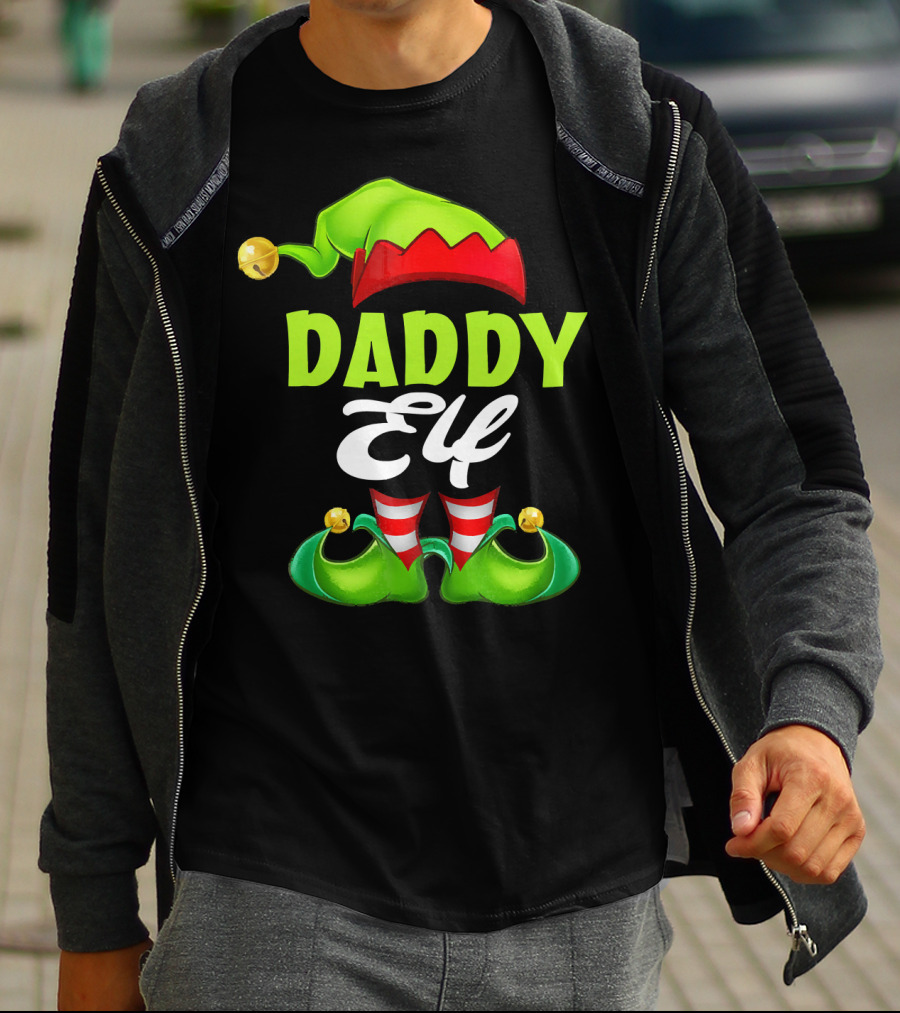 Daddy Elf Christmas Hat And Shoes T-Shirt