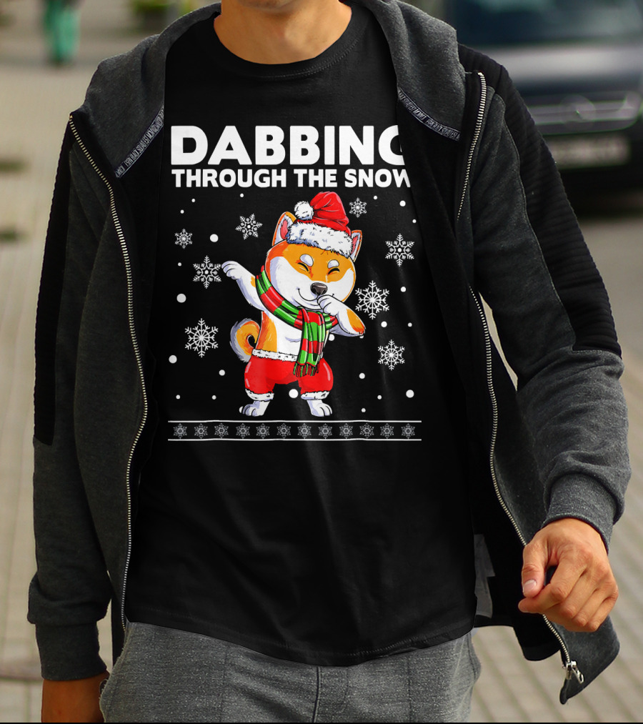 Dabbing Through The Snow Shiba Inu Santa T-Shirt