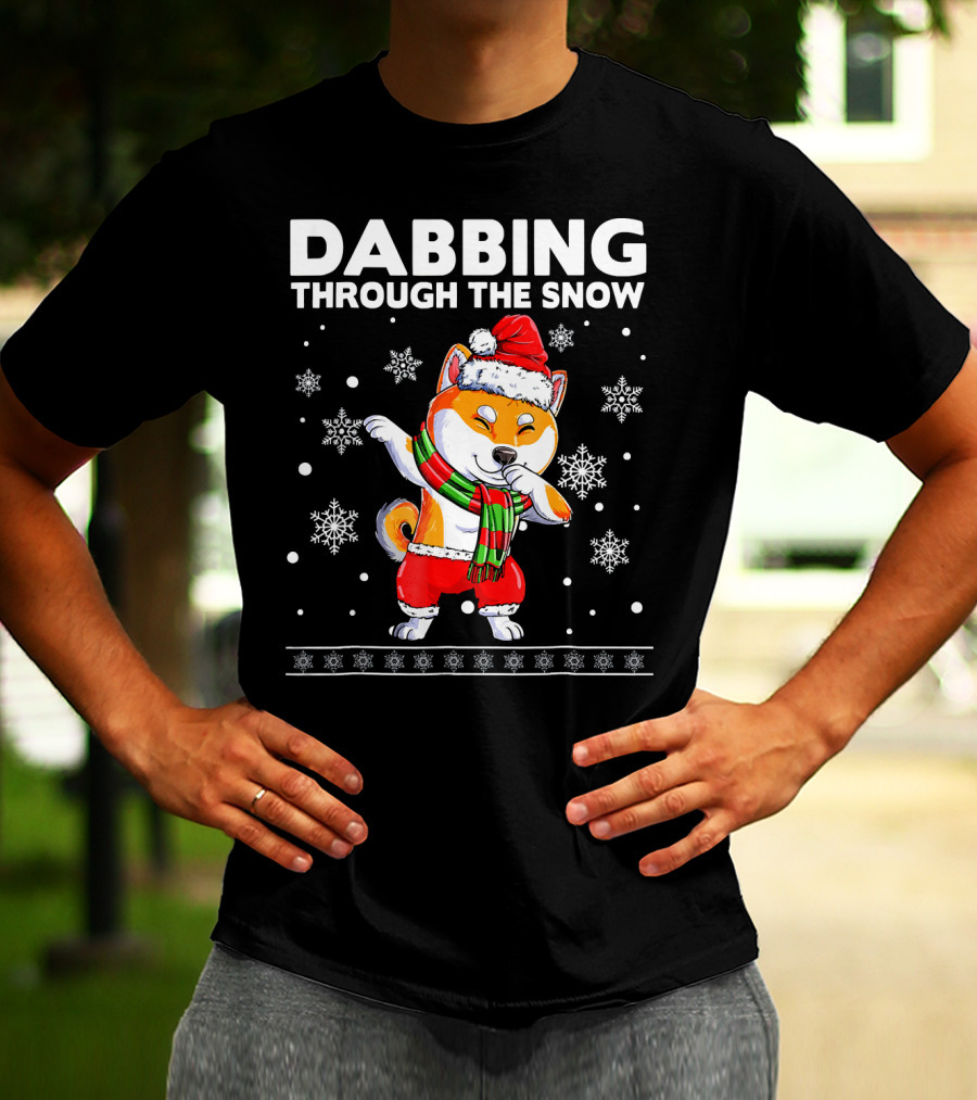 Dabbing Through The Snow Shiba Inu Santa T-Shirt