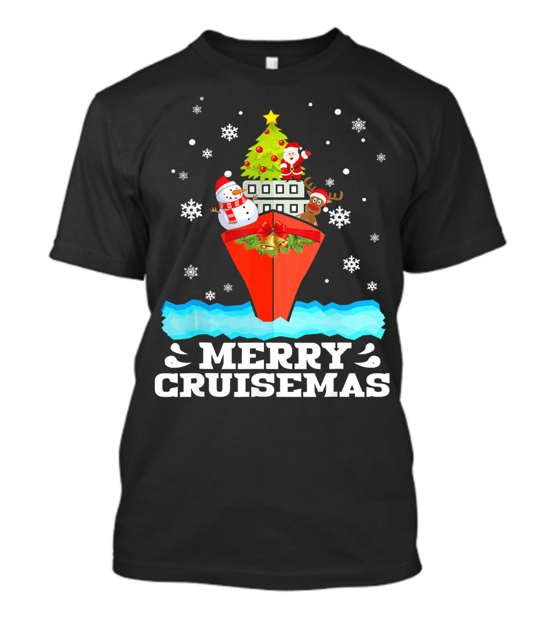 Merry Cruisemas Christmas Cruise With Santa And Snowman Caribbean Holiday T-Shirt