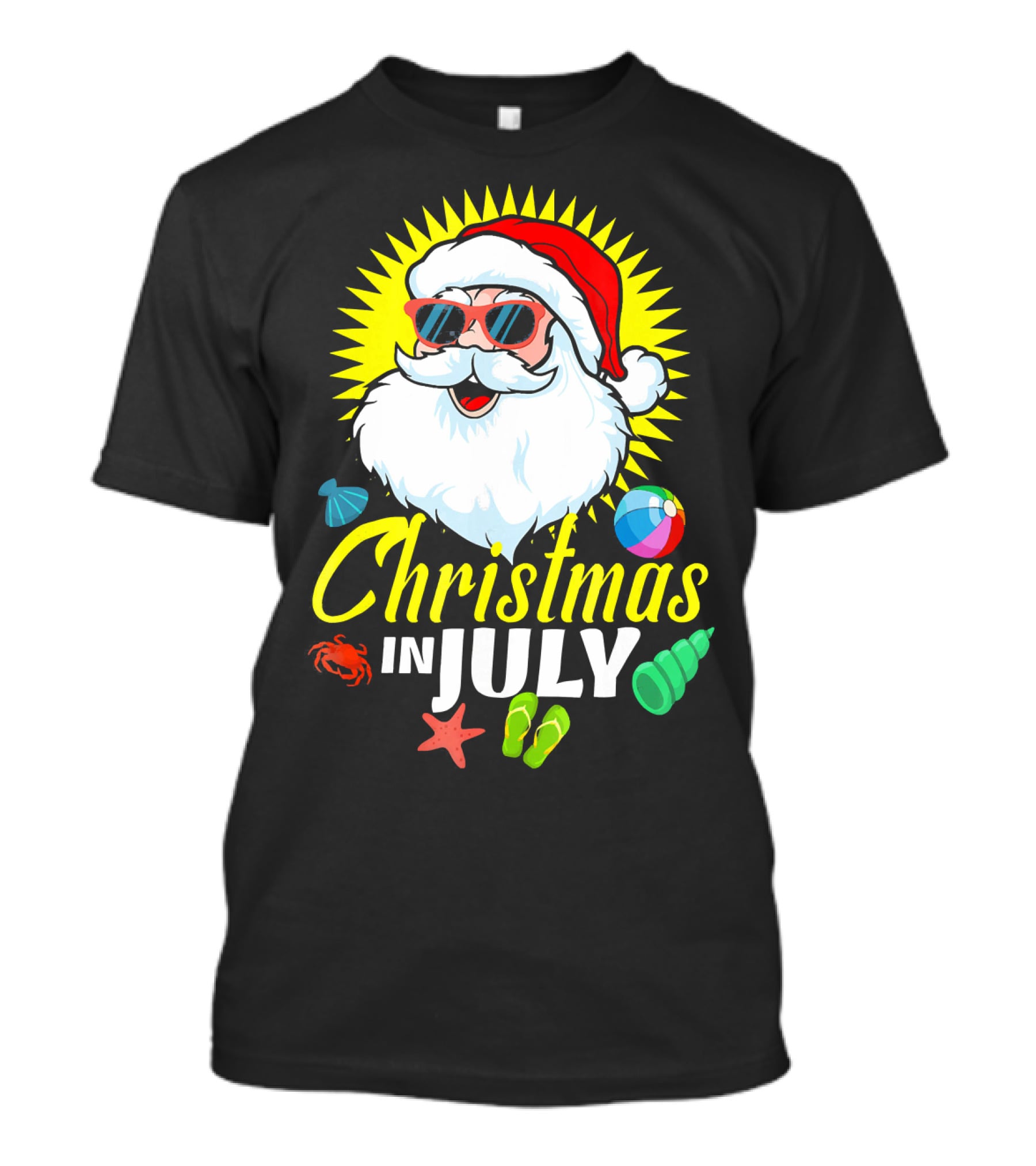 Santa Beach Holiday Christmas In July Fun T-Shirt