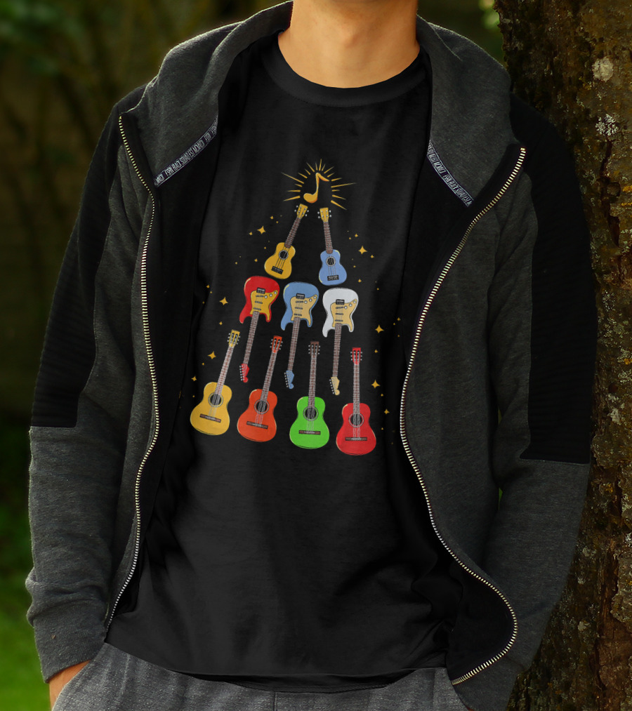 Guitar Christmas Tree Musical Funny Singer Instrument Holiday Display T-Shirt