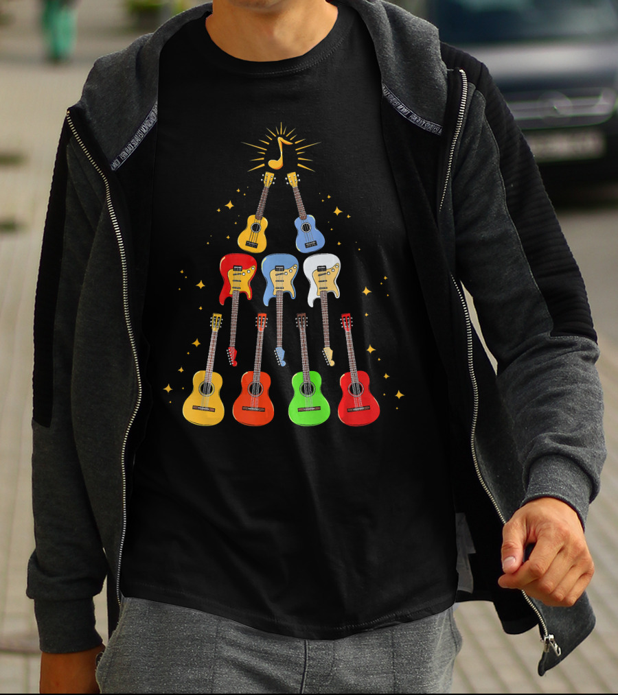 Guitar Christmas Tree Musical Funny Singer Instrument Holiday Display T-Shirt