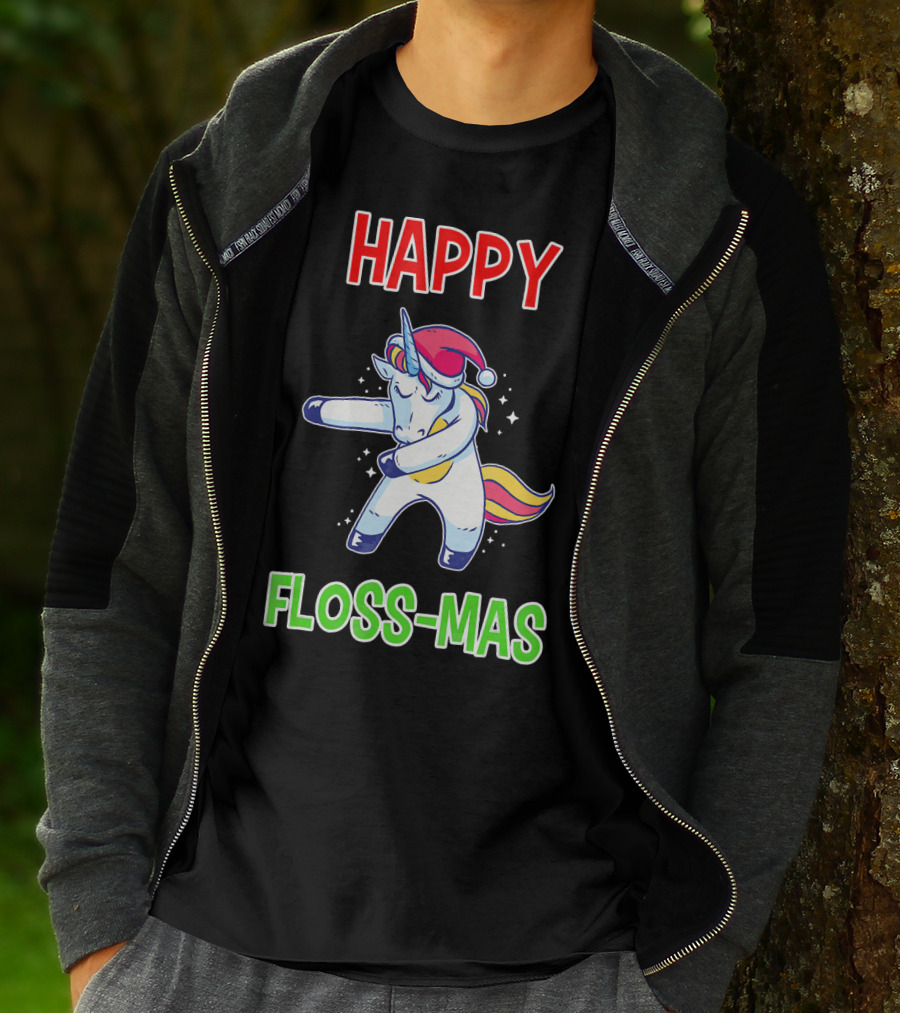 HAPPY FLOSS-MAS Unicorn Christmas Floss T-Shirt