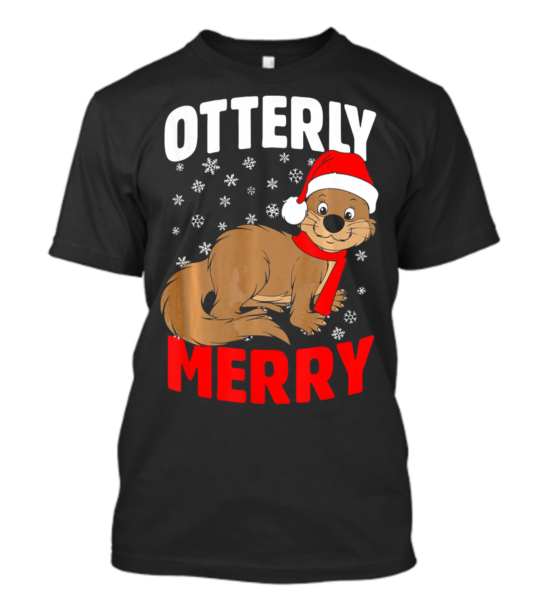 Otterly Merry Funny Ugly Christmas Sea River Otter T-Shirt