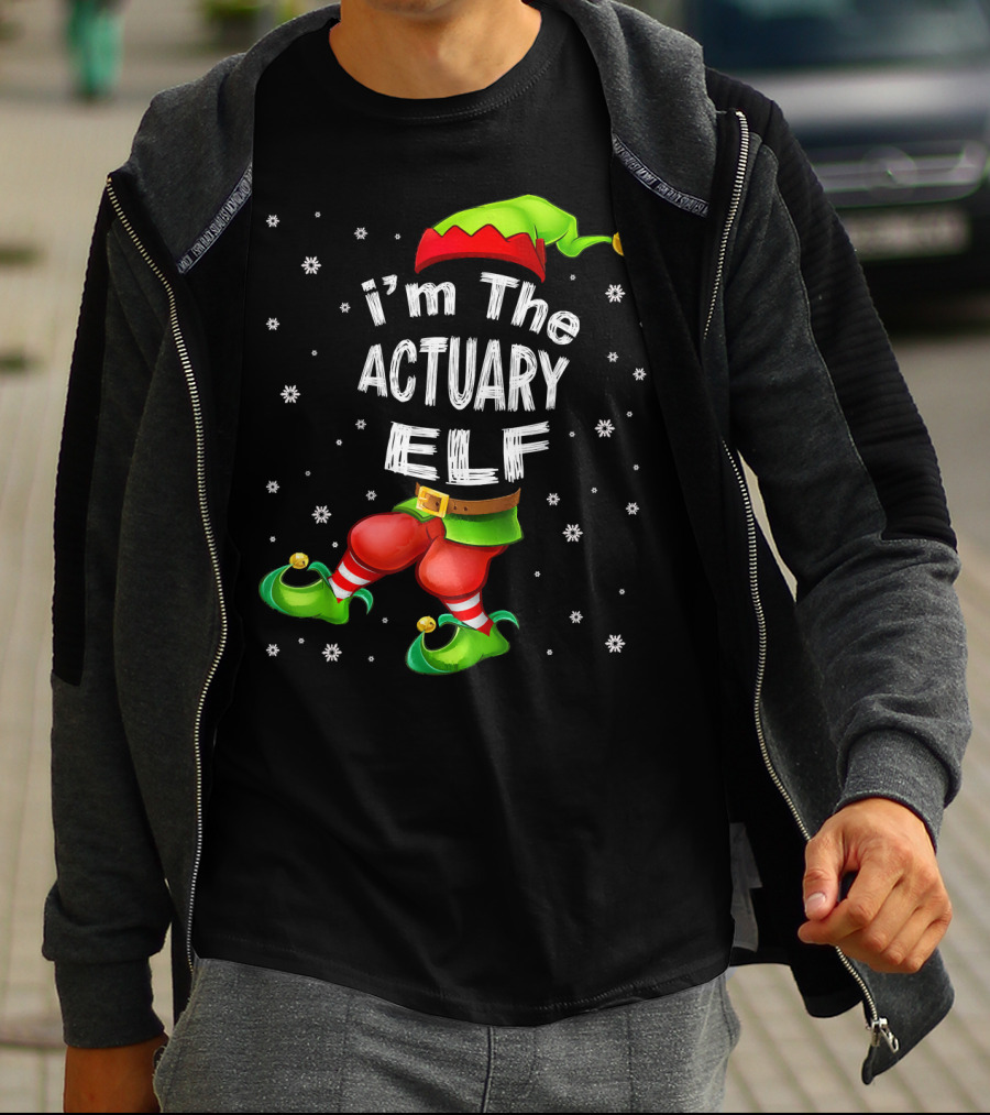 I'm The Actuary Elf Matching Family Group Christmas Snowflakes T-Shirt