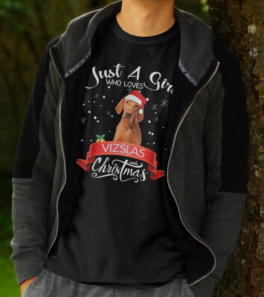 Just A Girl Who Loves Vizslas And Christmas T-Shirt