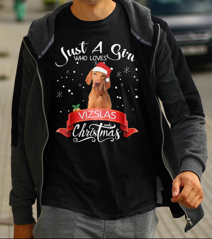 Just A Girl Who Loves Vizslas And Christmas T-Shirt