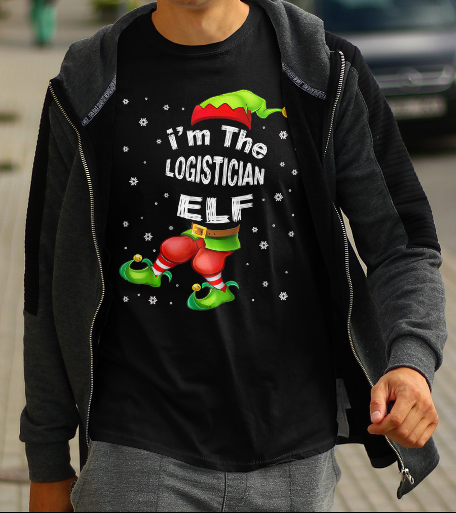 I'm The Logistician Elf Christmas Outfit With Snowflakes And Elf Hat T-Shirt