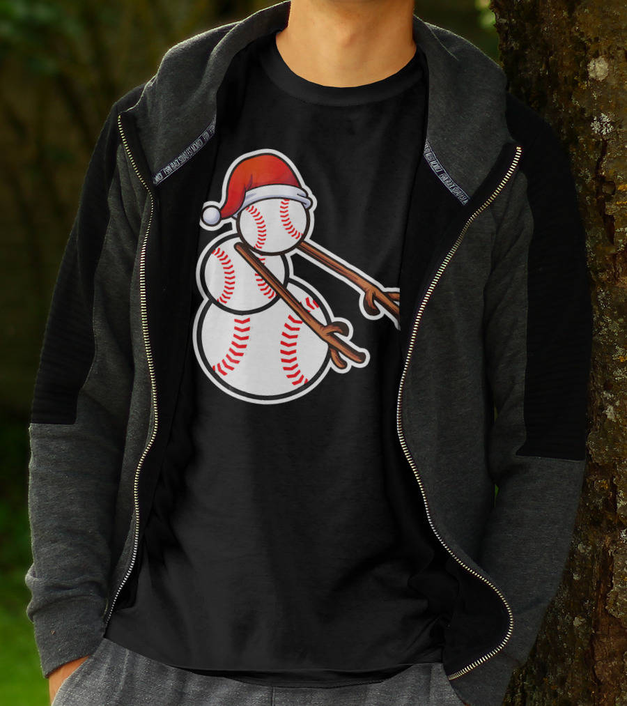 Flossing Snowman Baseballs Santa Hat T-Shirt