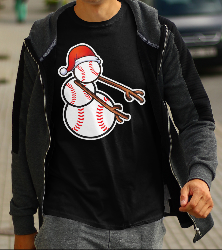 Flossing Snowman Baseballs Santa Hat T-Shirt