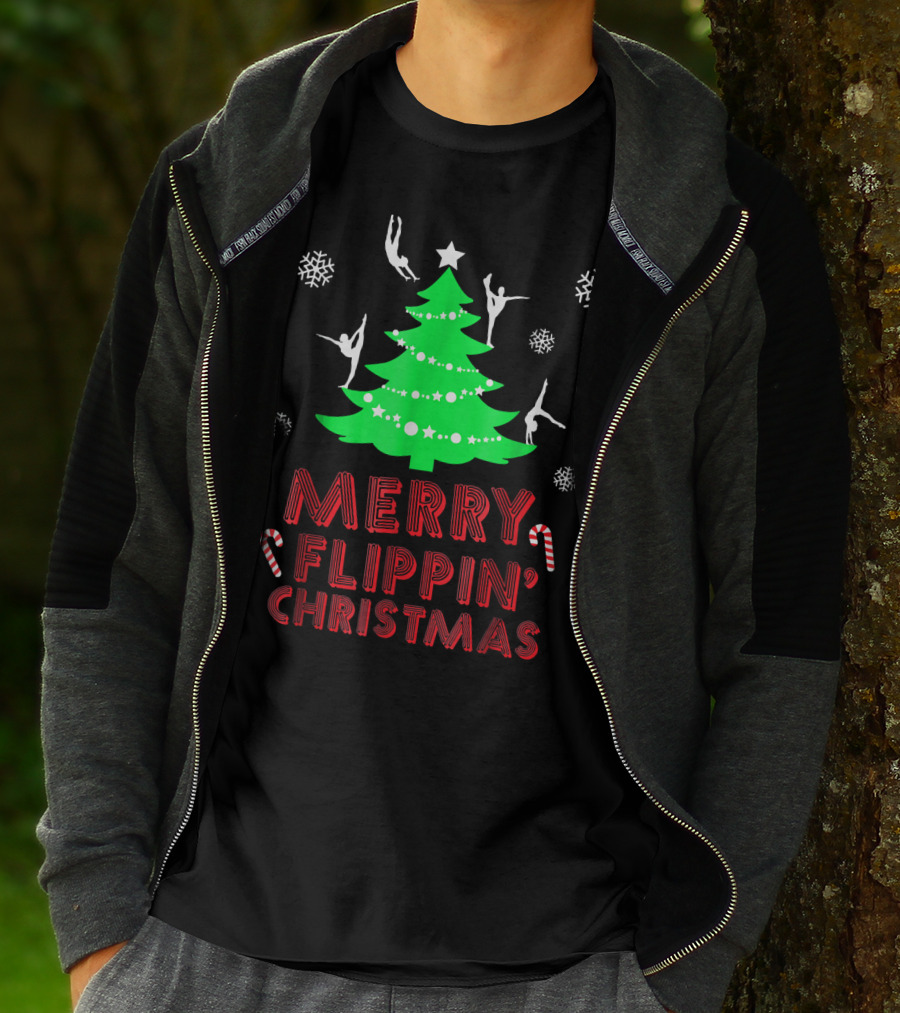 Merry Flippin' Christmas Cute Gymnastics Girls T-Shirt