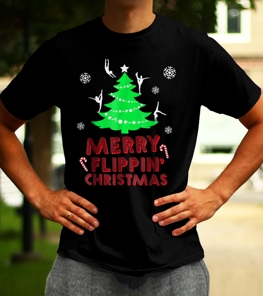 Merry Flippin' Christmas Cute Gymnastics Girls T-Shirt