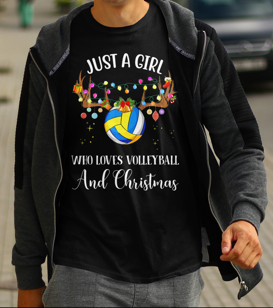 Just A Girl Who Loves Volleyball And Christmas T-Shirt