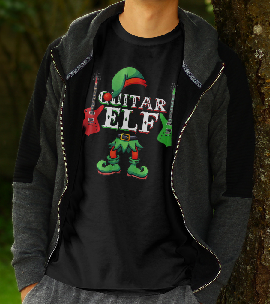 Guitar Elf Electric Guitar Christmas Team T-Shirt