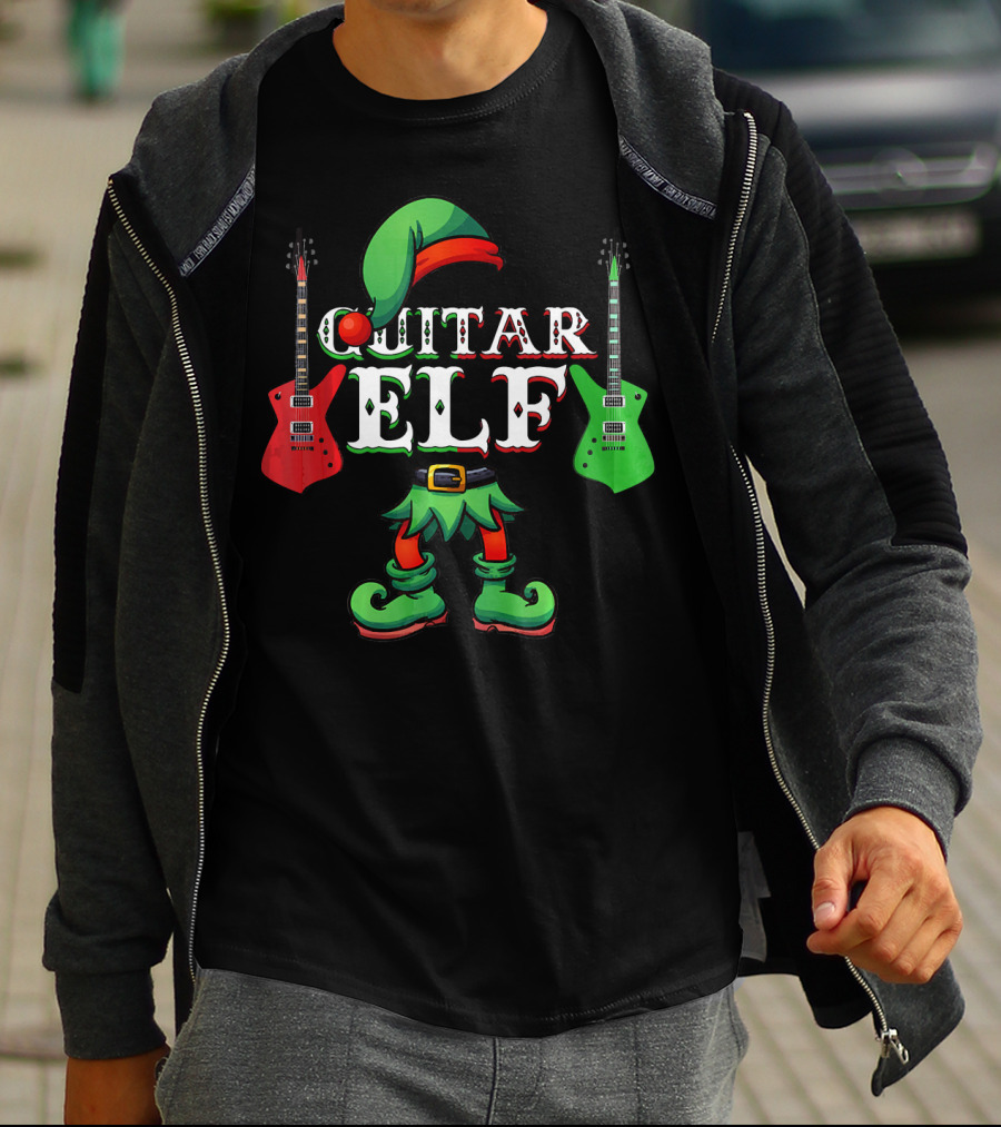 Guitar Elf Electric Guitar Christmas Team T-Shirt