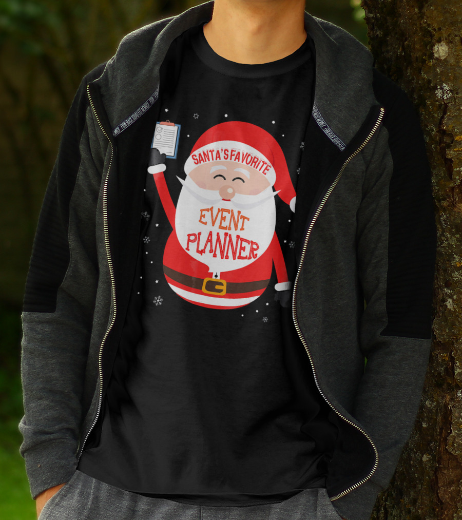 Santa Claus Santa's Favorite Event Planner Merry Xmas T-Shirt