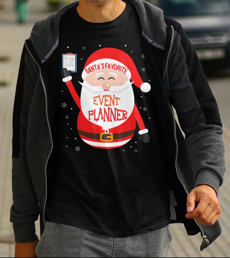 Santa Claus Santa's Favorite Event Planner Merry Xmas T-Shirt