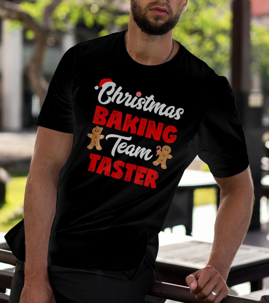 Christmas Baking Team Taster Gingerbread Candy Cane Santa Hat T-Shirt
