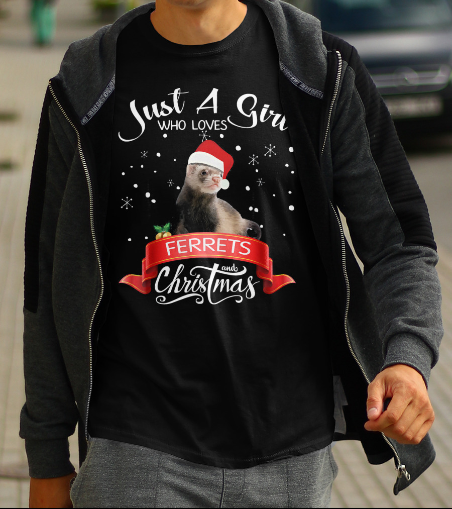Just A Girl Who Loves Ferrets And Christmas T-Shirt