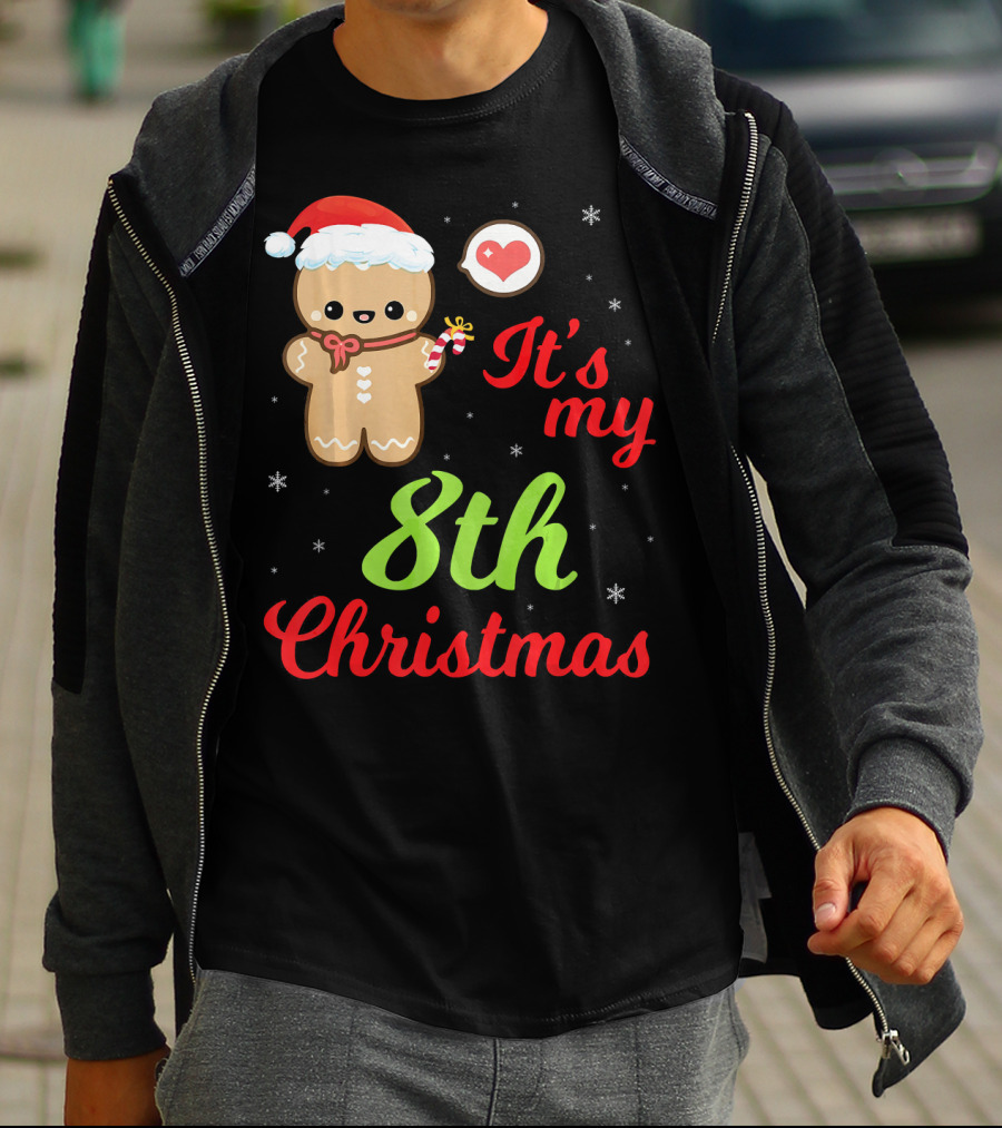 Gingerbread Noel Costume Heart Snow It's My 8th Christmas T-Shirt