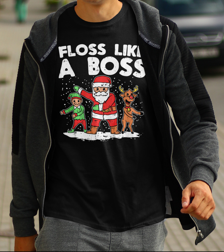 Floss Like A Boss Santa Claus Elf Reindeer Dance T-Shirt
