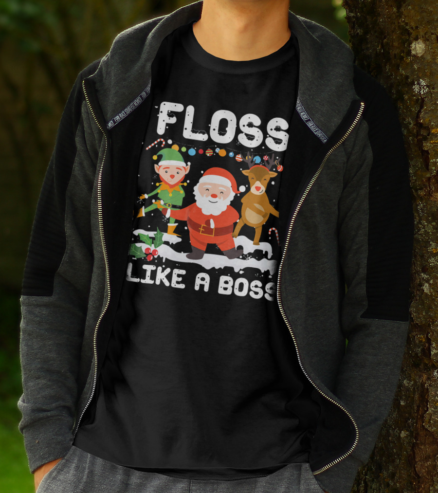 Floss Like A Boss Santa Reindeer Elf Christmas T-Shirt