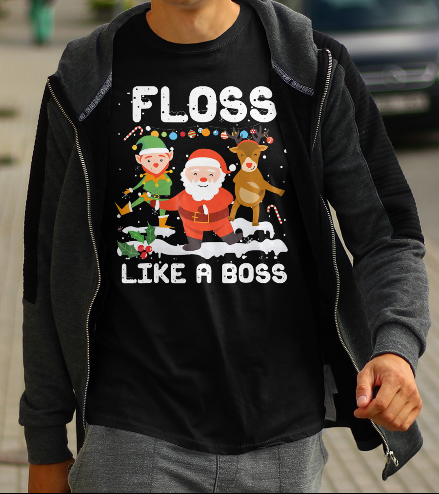 Floss Like A Boss Santa Reindeer Elf Christmas T-Shirt