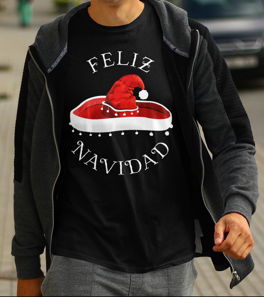 Feliz Navidad Santa Hat Sombrero Christmas Mexico T-Shirt