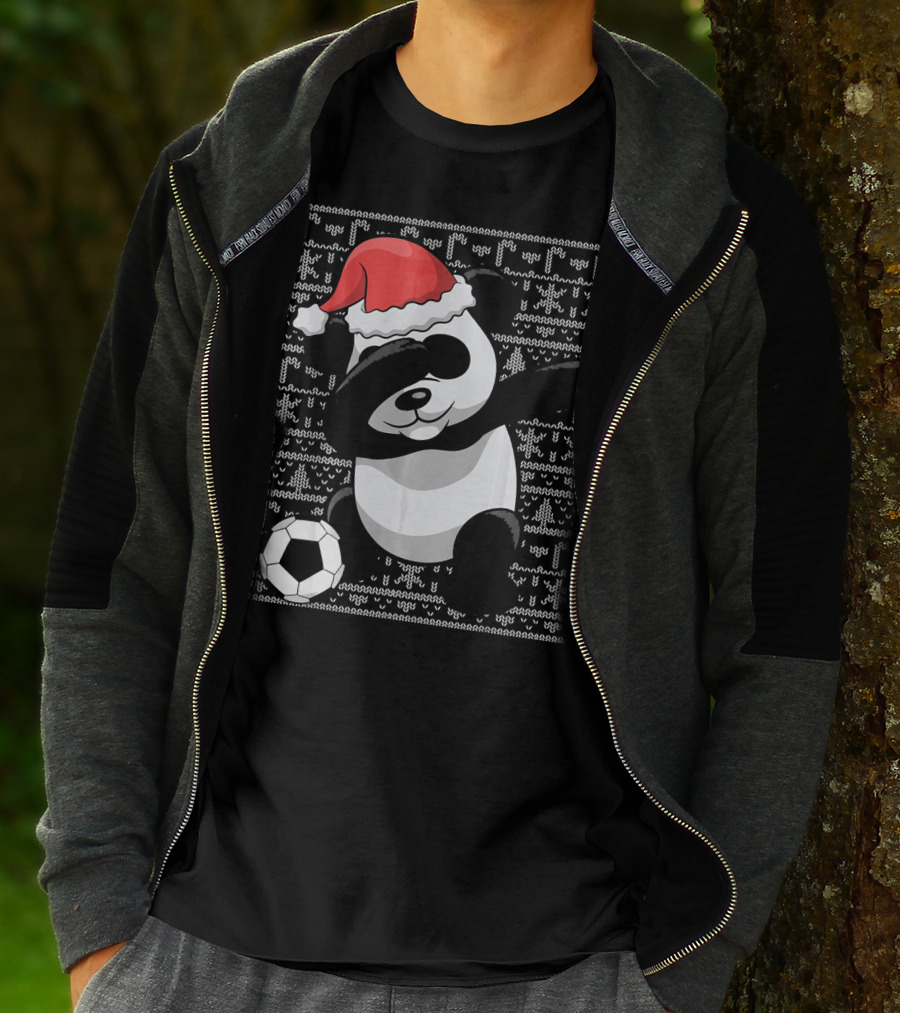 Christmas Dabbing Santa Panda Bear Soccer T-Shirt