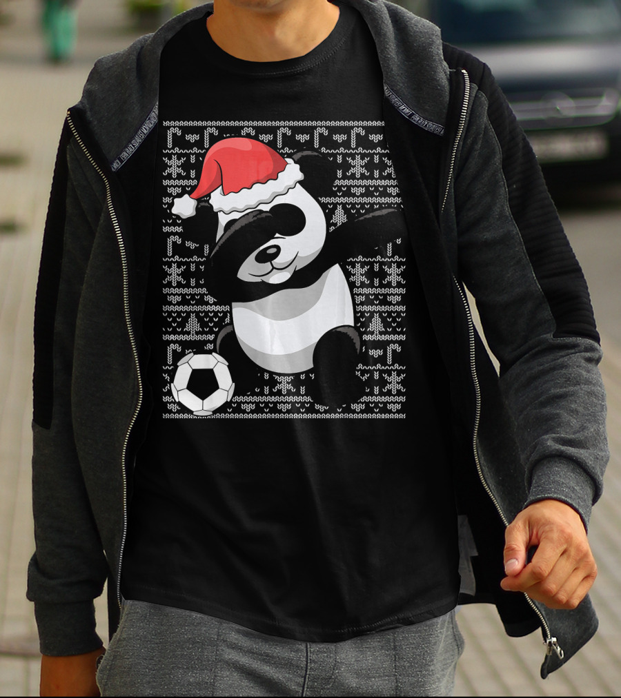 Christmas Dabbing Santa Panda Bear Soccer T-Shirt