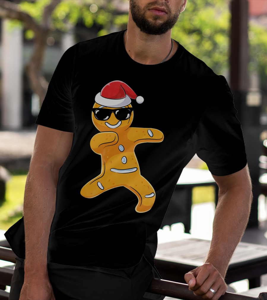 Christmas Dabbing Gingerbread Santa With Sunglasses T-Shirt