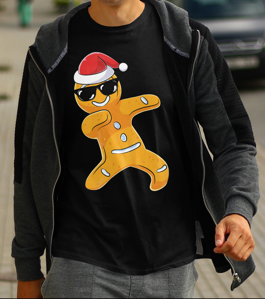 Christmas Dabbing Gingerbread Santa With Sunglasses T-Shirt