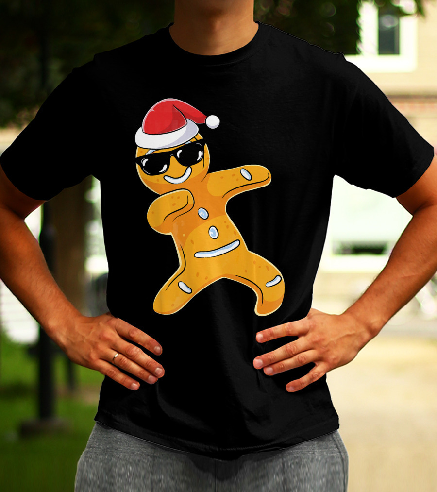 Christmas Dabbing Gingerbread Santa With Sunglasses T-Shirt