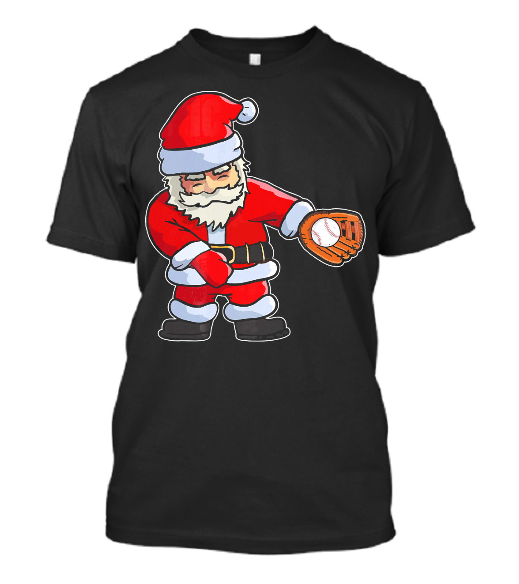 Baseball Santa Claus Flossing Dance Funny Ugly Holiday T-Shirt