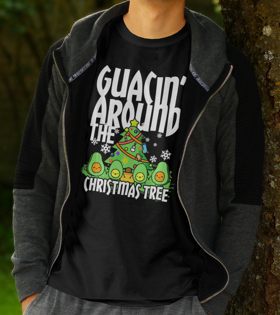 Guacin Around The Christmas Tree With Adorable Avocado Friends T-Shirt
