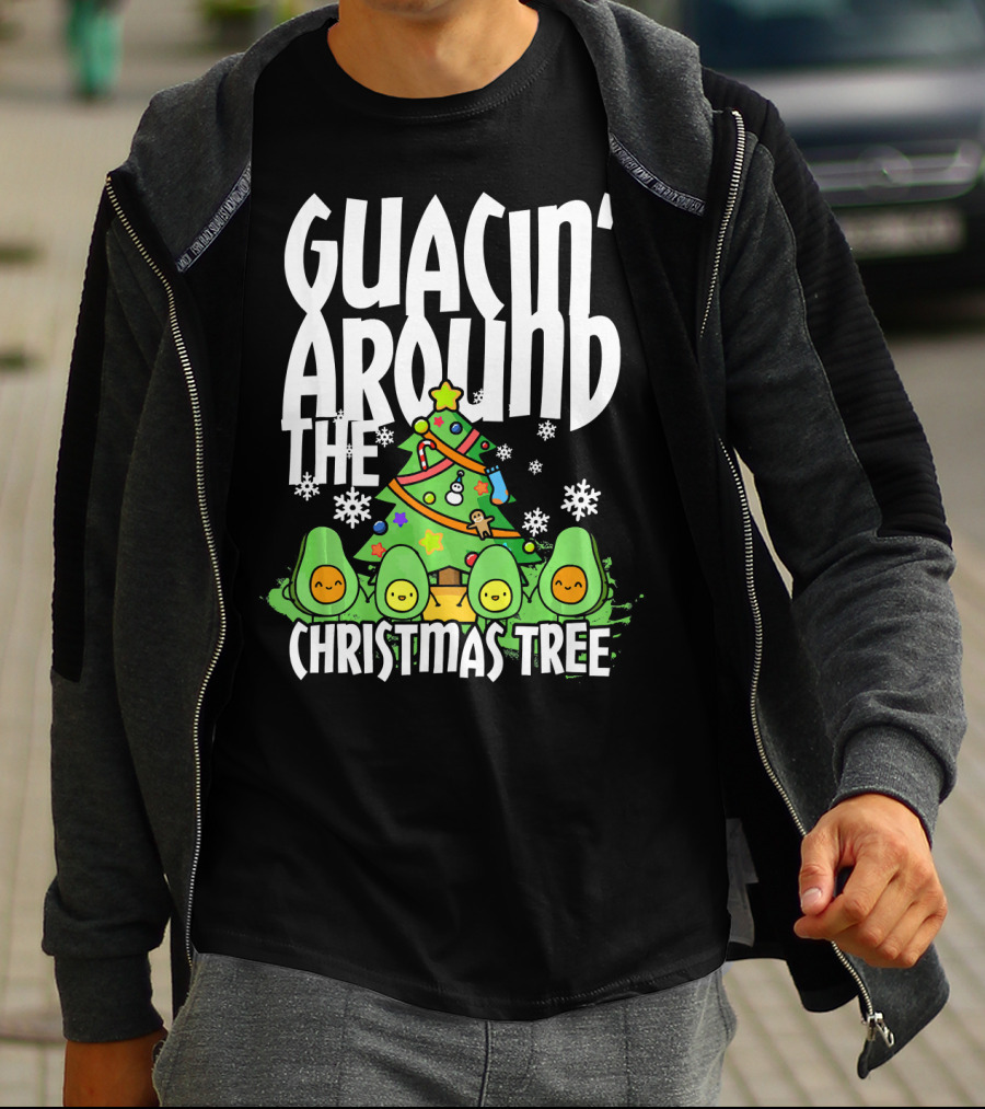 Guacin Around The Christmas Tree With Adorable Avocado Friends T-Shirt
