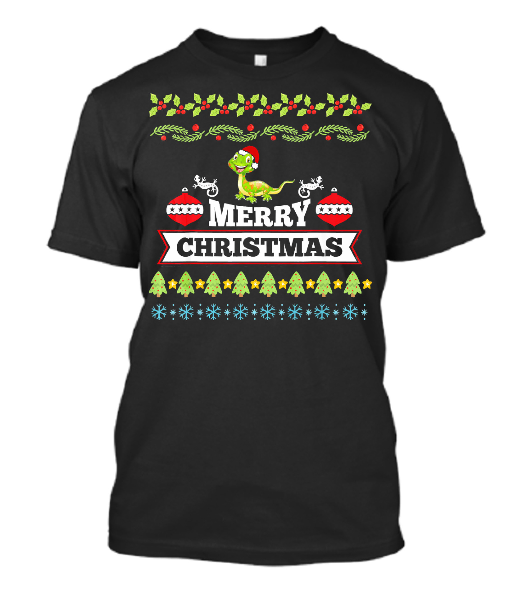 Merry Christmas Bearded Dragon Santa Hat Holiday Ornaments T-Shirt
