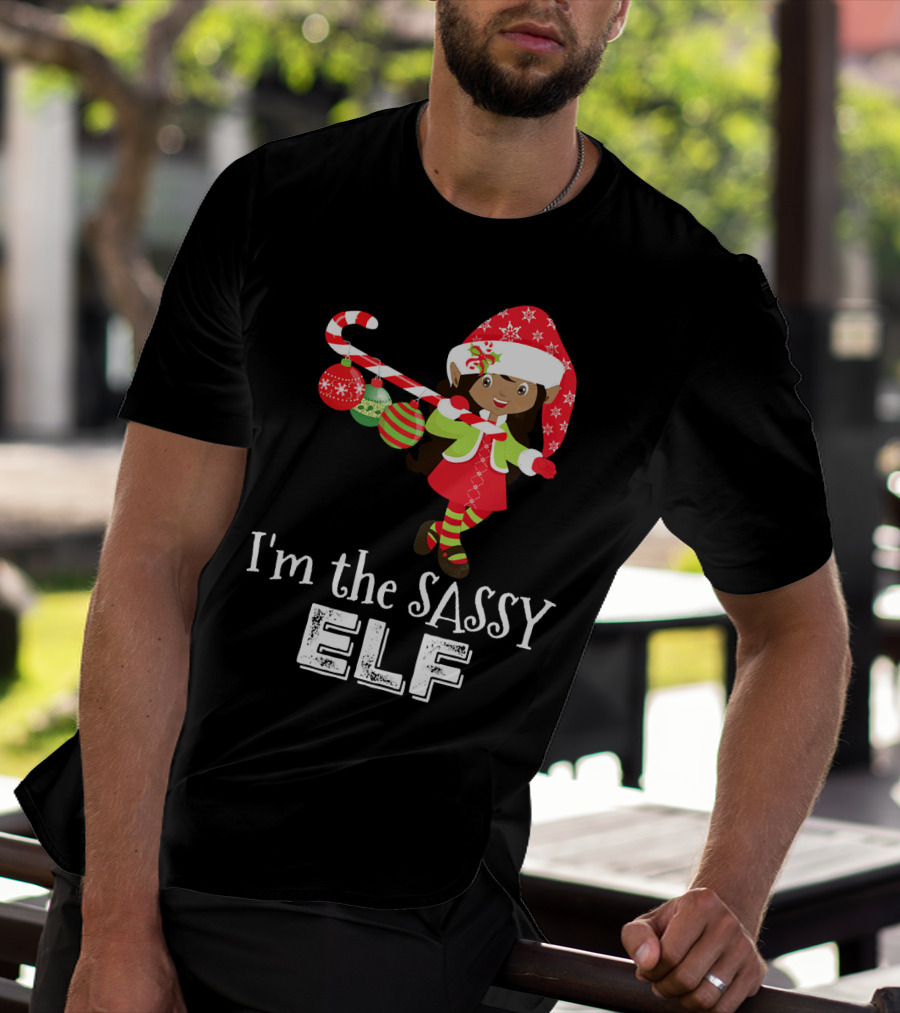 I'm The Sassy Elf African American Girls Christmas T-Shirt