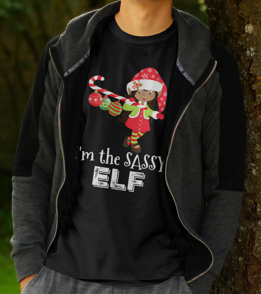 I'm The Sassy Elf African American Girls Christmas T-Shirt